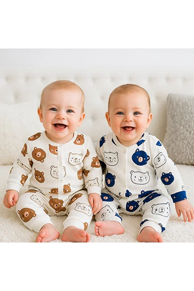Детский комбинезон для мальчиков с принтом Teddy Bear Patterned Aki Moda Kids, Blue