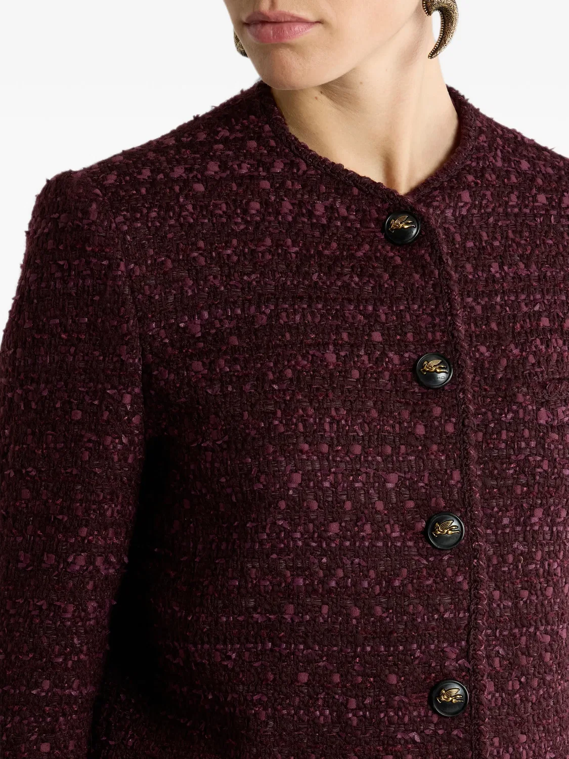 Твидовый жакет из смесовой шерсти Etro, фиолетовый — фото 4
