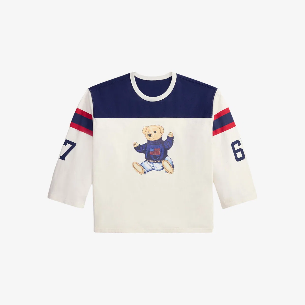 Футболка Polo Bear свободного кроя из хлопкового трикотажа Polo Ralph Lauren, белый/темно-синий