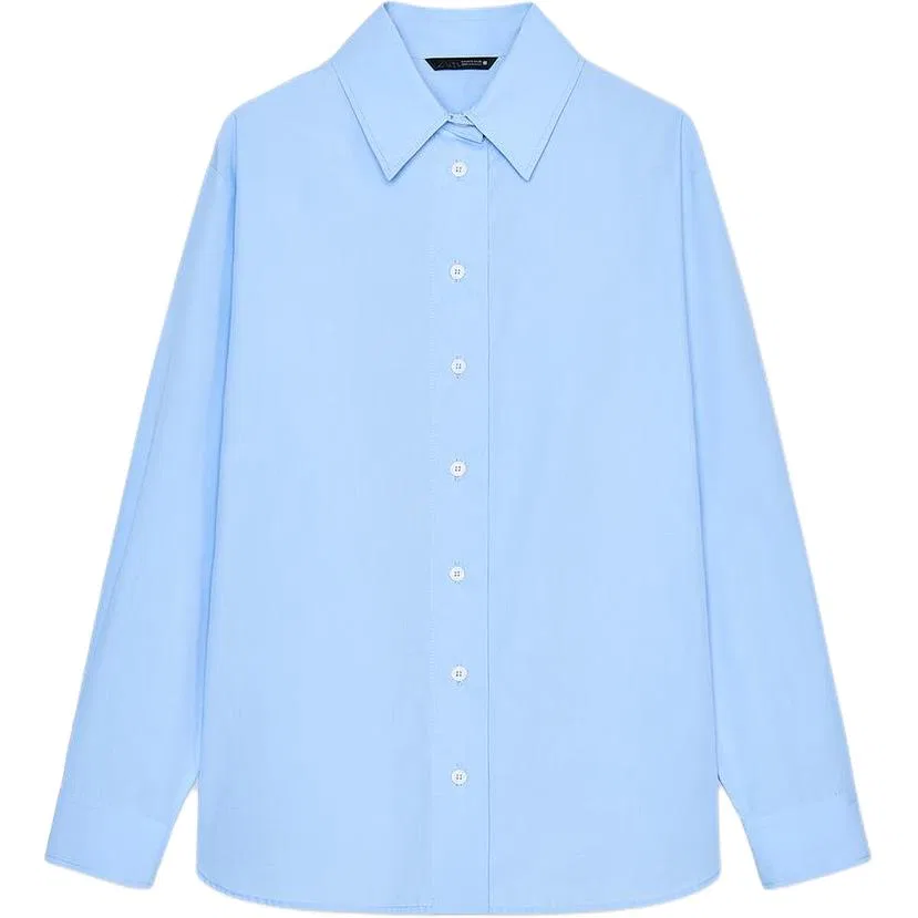 Женская рубашка с отложным воротником Sky Blue ZARA, Sky Blue