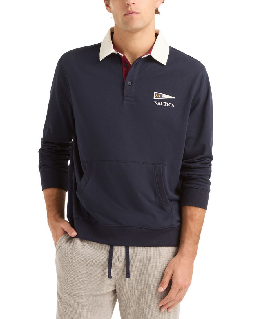 

Мужская толстовка-поло стандартного кроя с карманом-кенгуру Nautica, NAVY SEAS