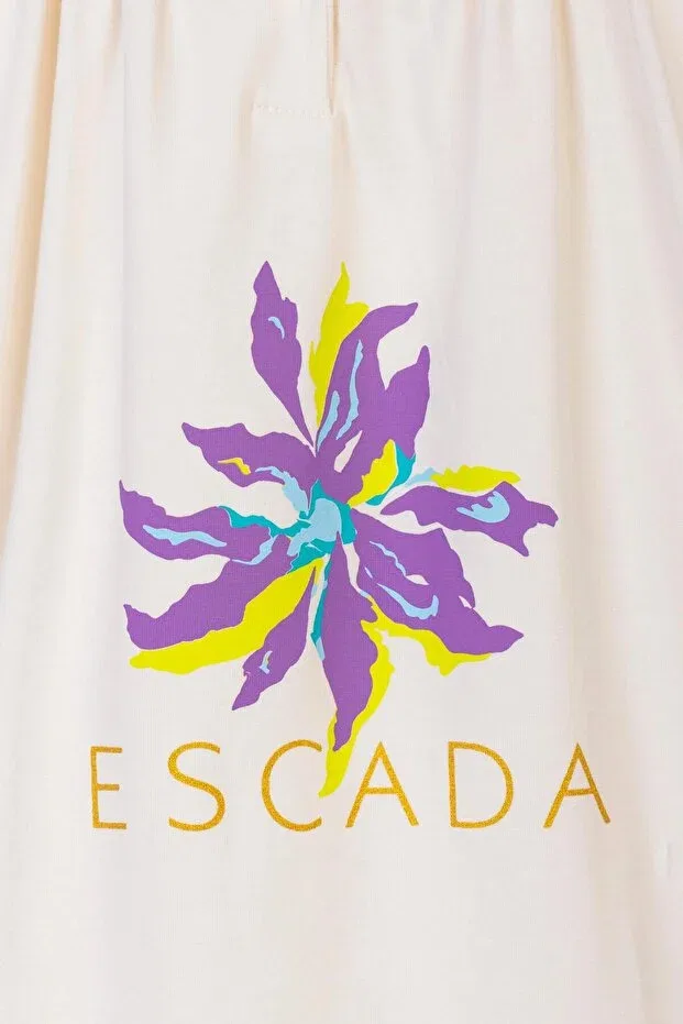 Детская футболка с принтом Single Button Front Printed Short Sleeve Children's T-Shirt Escada, White — фото 2
