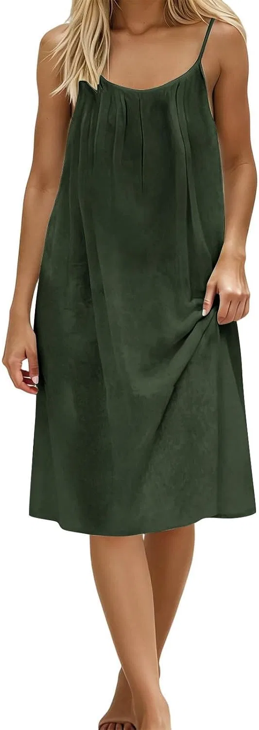 Женское пляжное платье-миди без спины с завязкой, Army Green — фото 4