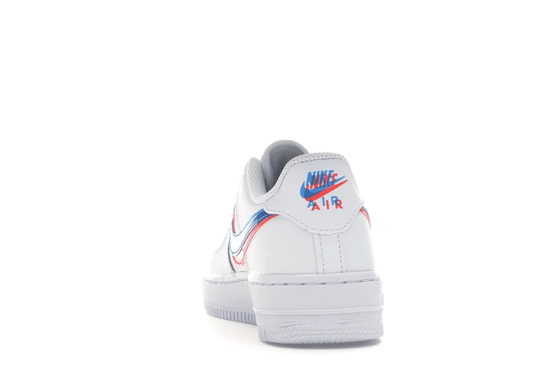 Детские кроссовки для мальчиков с 3D-эффектом Nike Air Force 1 Low, White/Bright Crimson-Blue Hero — фото 4