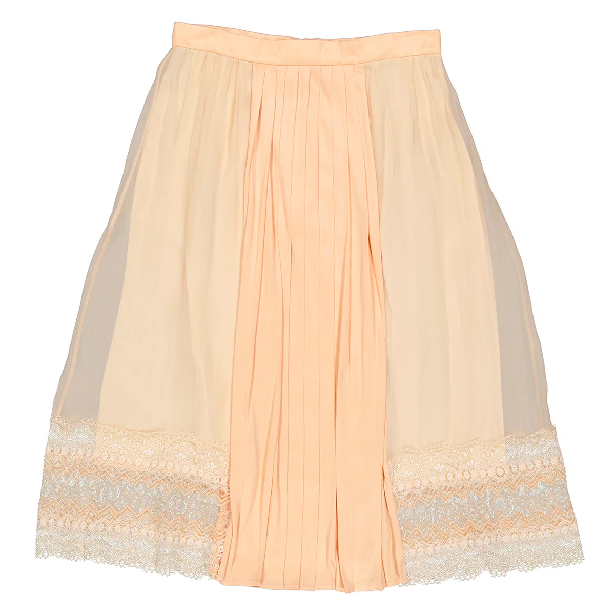 Юбка плиссированная с кружевной отделкой Ladies Lace Detail Silk Soft Peach Skirt Burberry, Soft Peach — фото 4