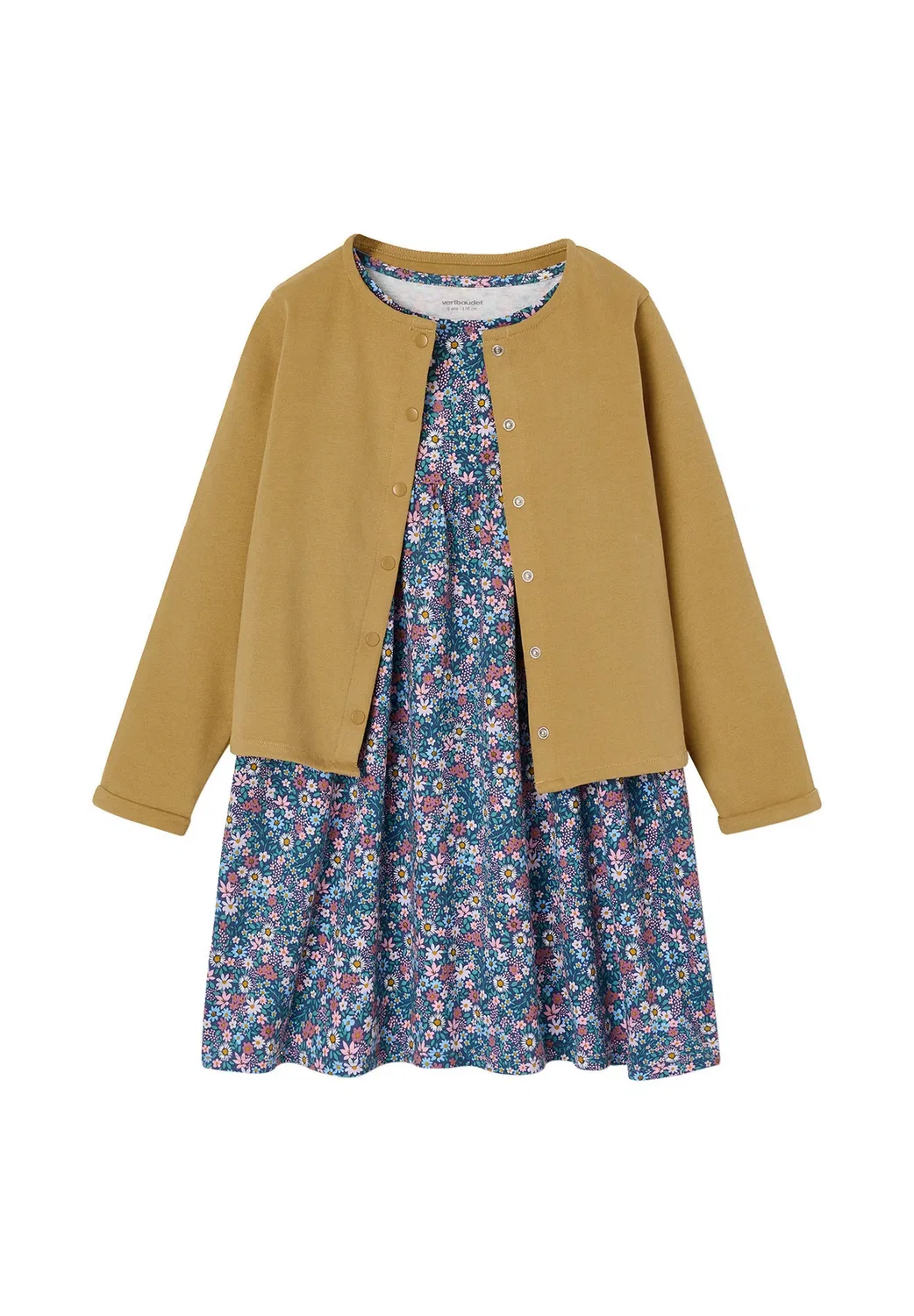 Mädchen-Set: толстовка и Blumenkleid - толстовка на молнии Vertbaudet, Hellgelb