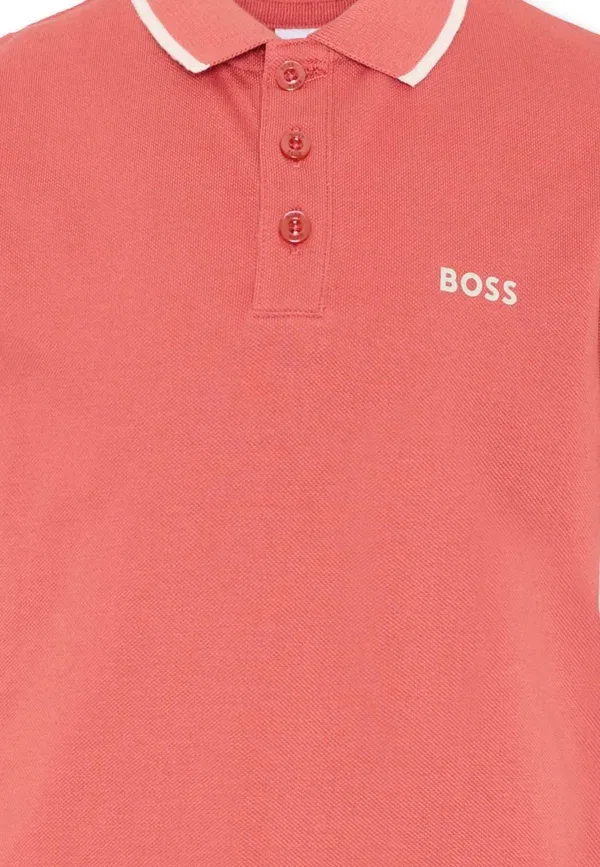 Детская рубашка поло Boss Kidswear, лососевый — фото 3