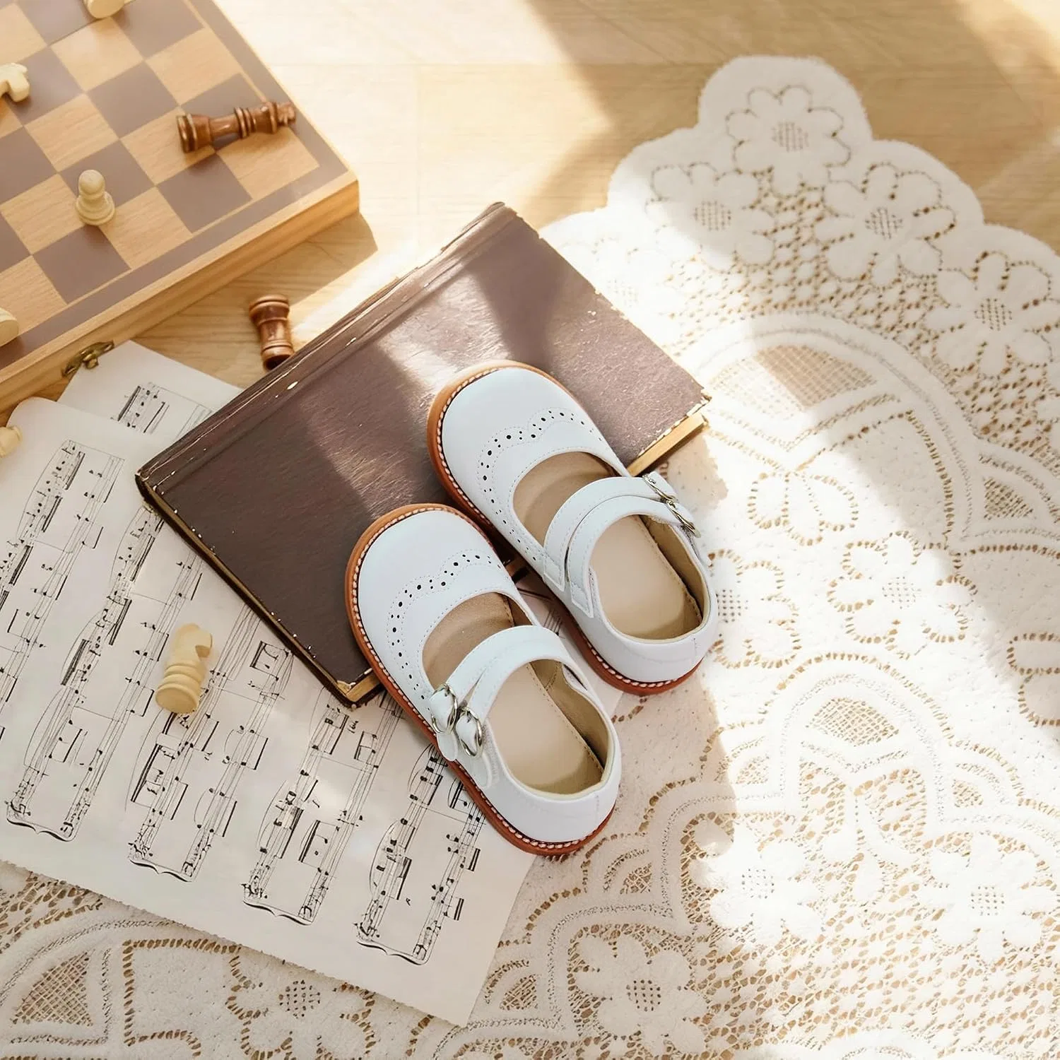 Детские туфли для девочек с вырезом Мэри Джейн THEE BRON, Cloud White — фото 3