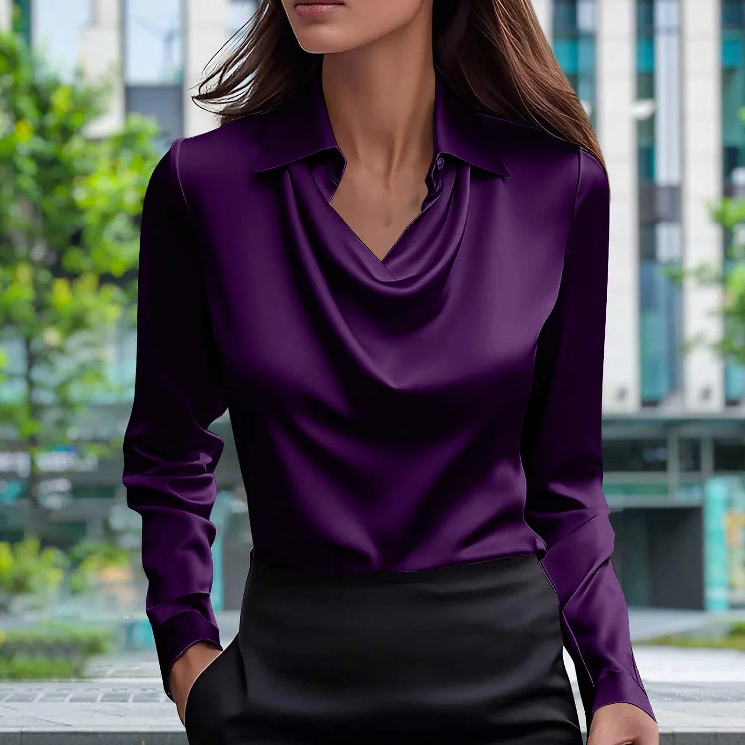 Женская блуза с воротником-качели Pelang, D-purple — фото 2