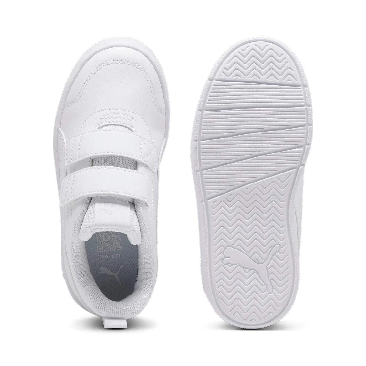Детские спортивные кроссовки с липучкой Courtflex v3 PUMA, White — фото 4