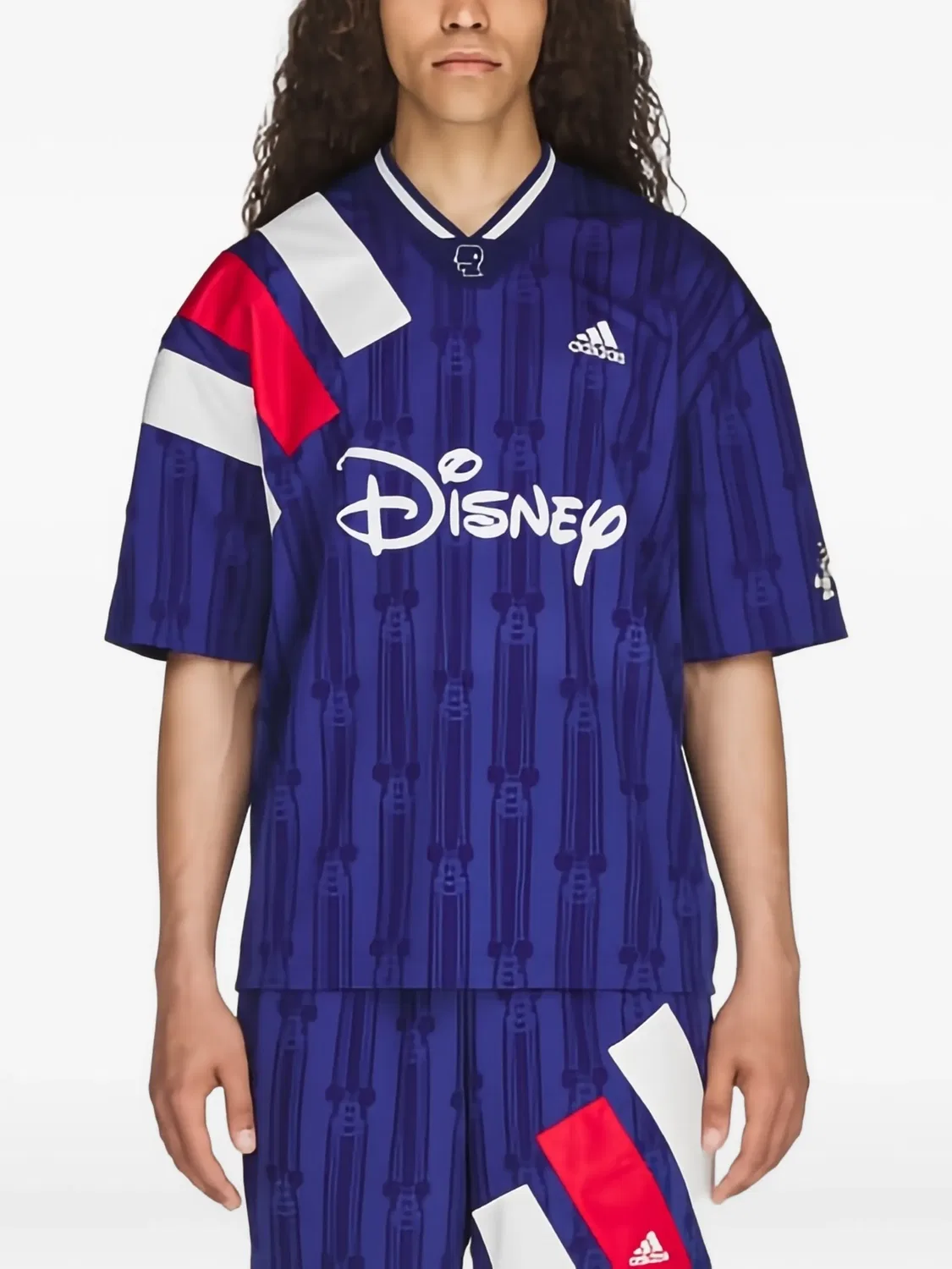 Футболка с V-образным вырезом, синяя Adidas, синий