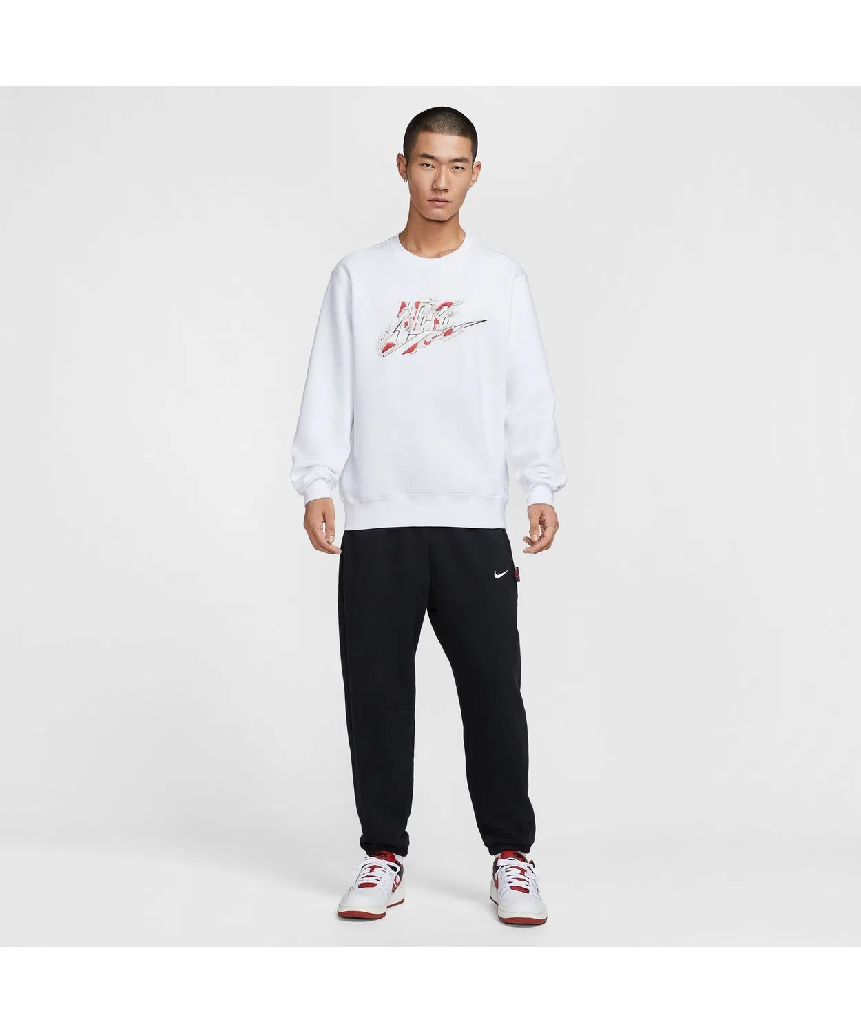Мужской свитшот с длинным рукавоми принтом NIKE Club BB Crew L/S Top MECHA, White — фото 3