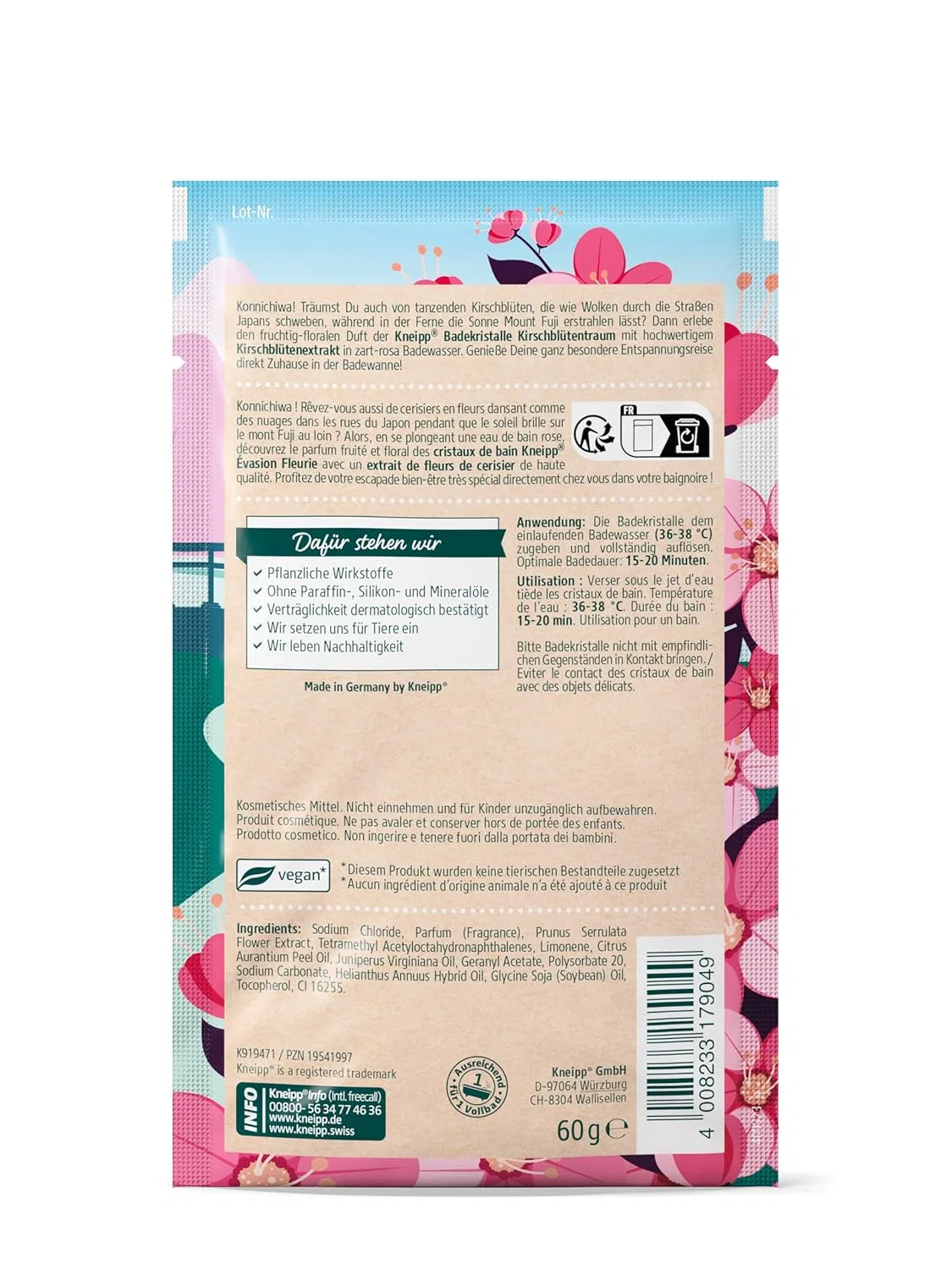 Соль для ванны с экстрактом цветов сакуры Kneipp, 60 г, Multicoloured — фото 2