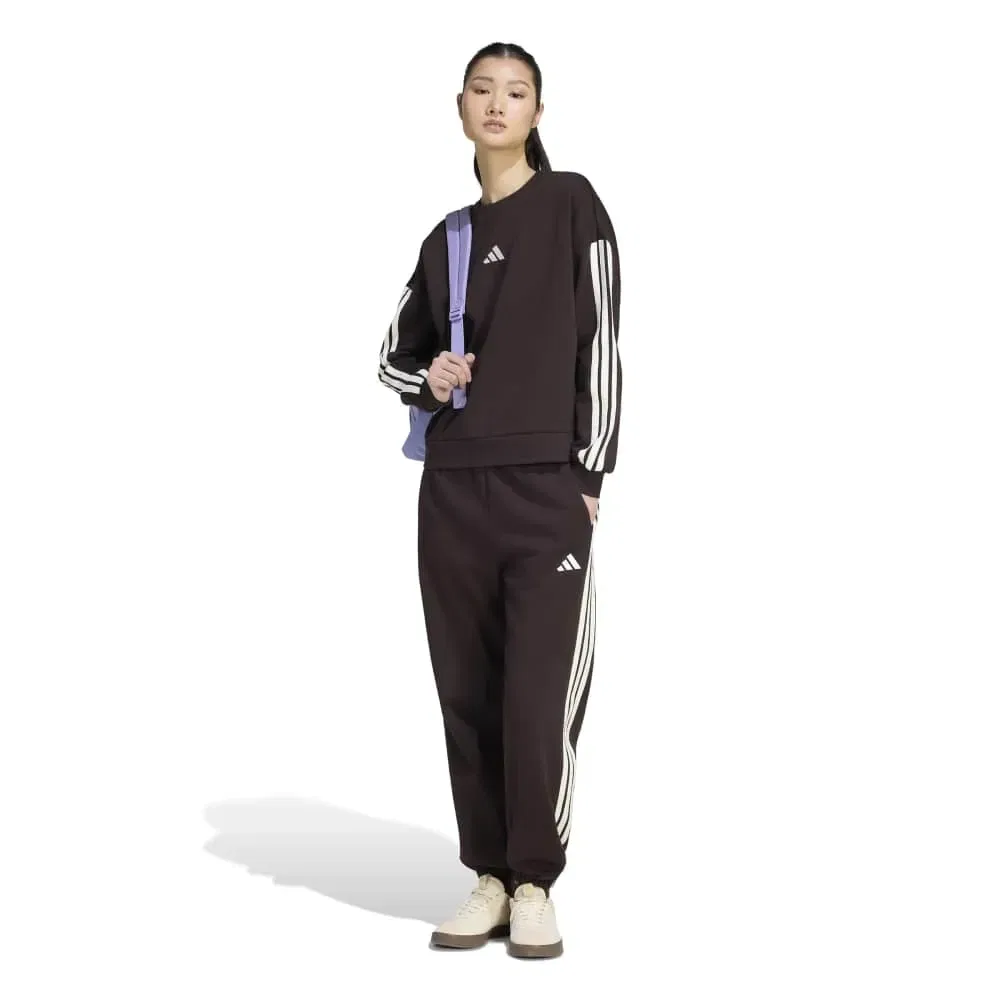 Женский свитшот из футера с принтом 3 Stripes Adidas, Black — фото 4