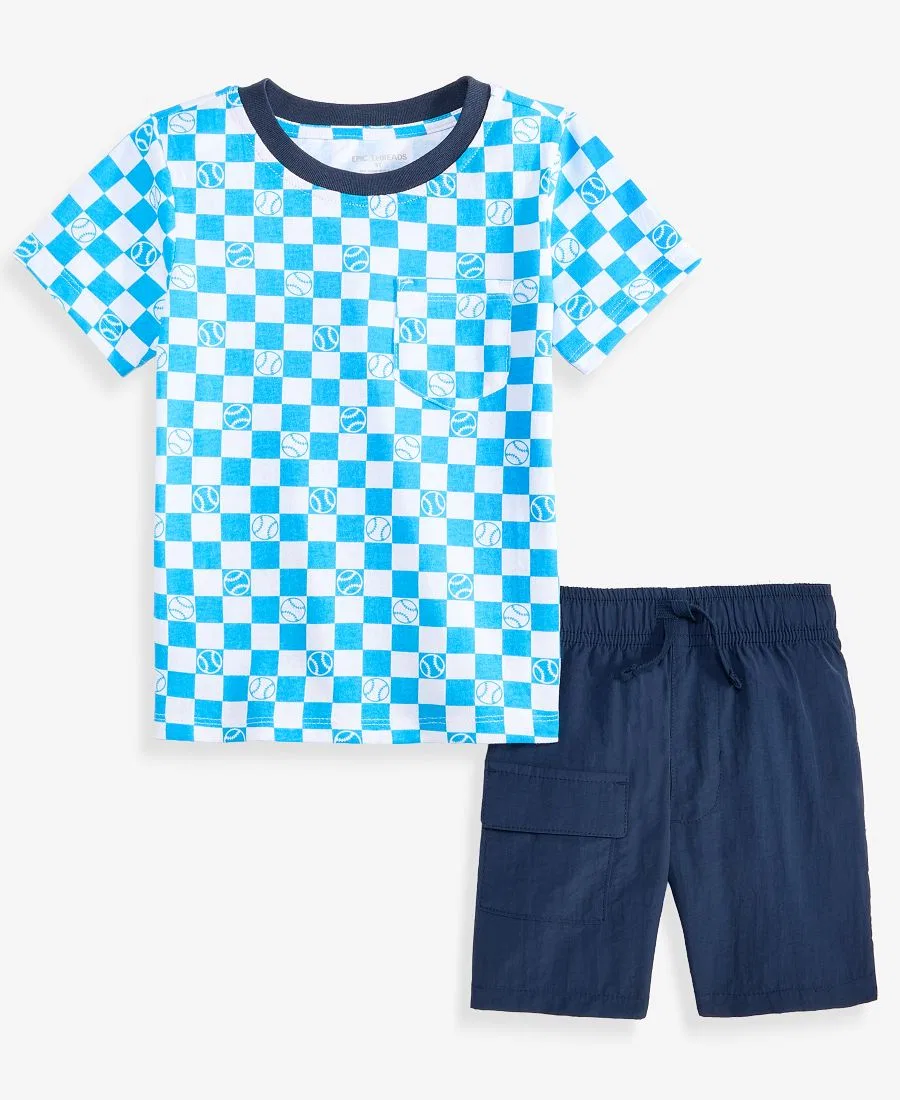 Комплект из футболки и карго-шорт с камуфляжным принтом Epic Threads, Navy Nautical