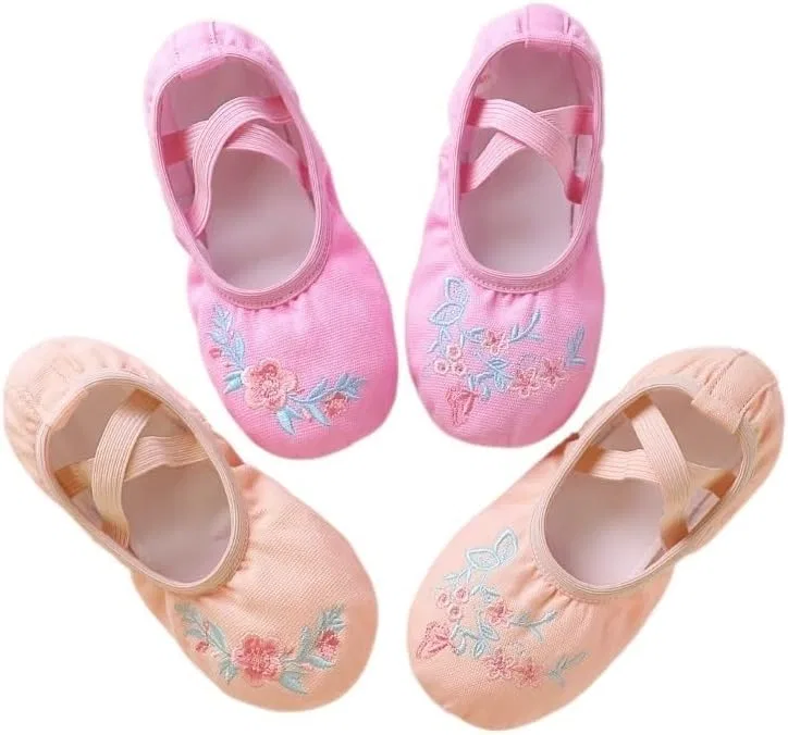 Детские балетки для девочек с вышивкой Ballet Shoes HDNSAUD, Pink — фото 4