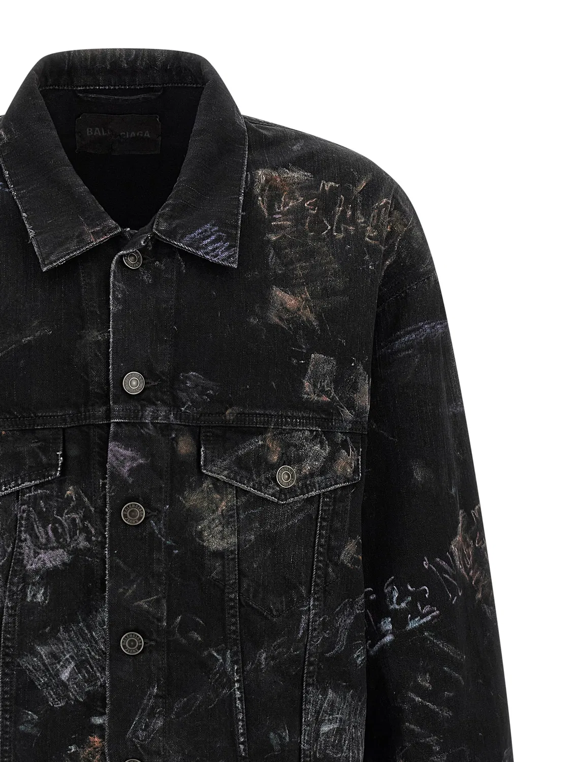Мужская джинсовая куртка оверсайз Black Cotton Denim Jacket Balenciaga, Black — фото 3