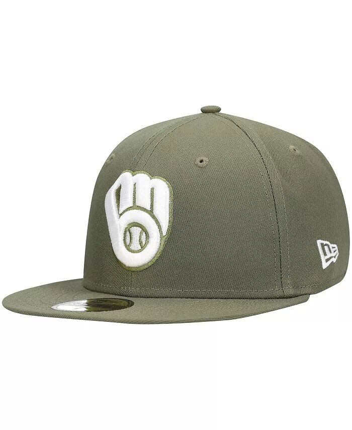 

Мужская оливковая шляпа с логотипом Milwaukee Brewers, белая 59Fifty, приталенная шляпа New Era