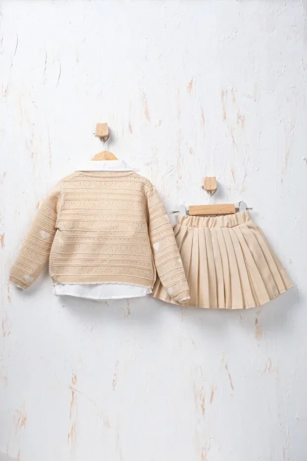 Детский комплект для девочек вязаный Rocha Baby, Beige — фото 4