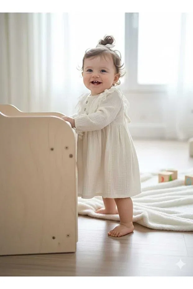 Детское платье для девочек хлопковое Laura baby Minicix, Beige — фото 2