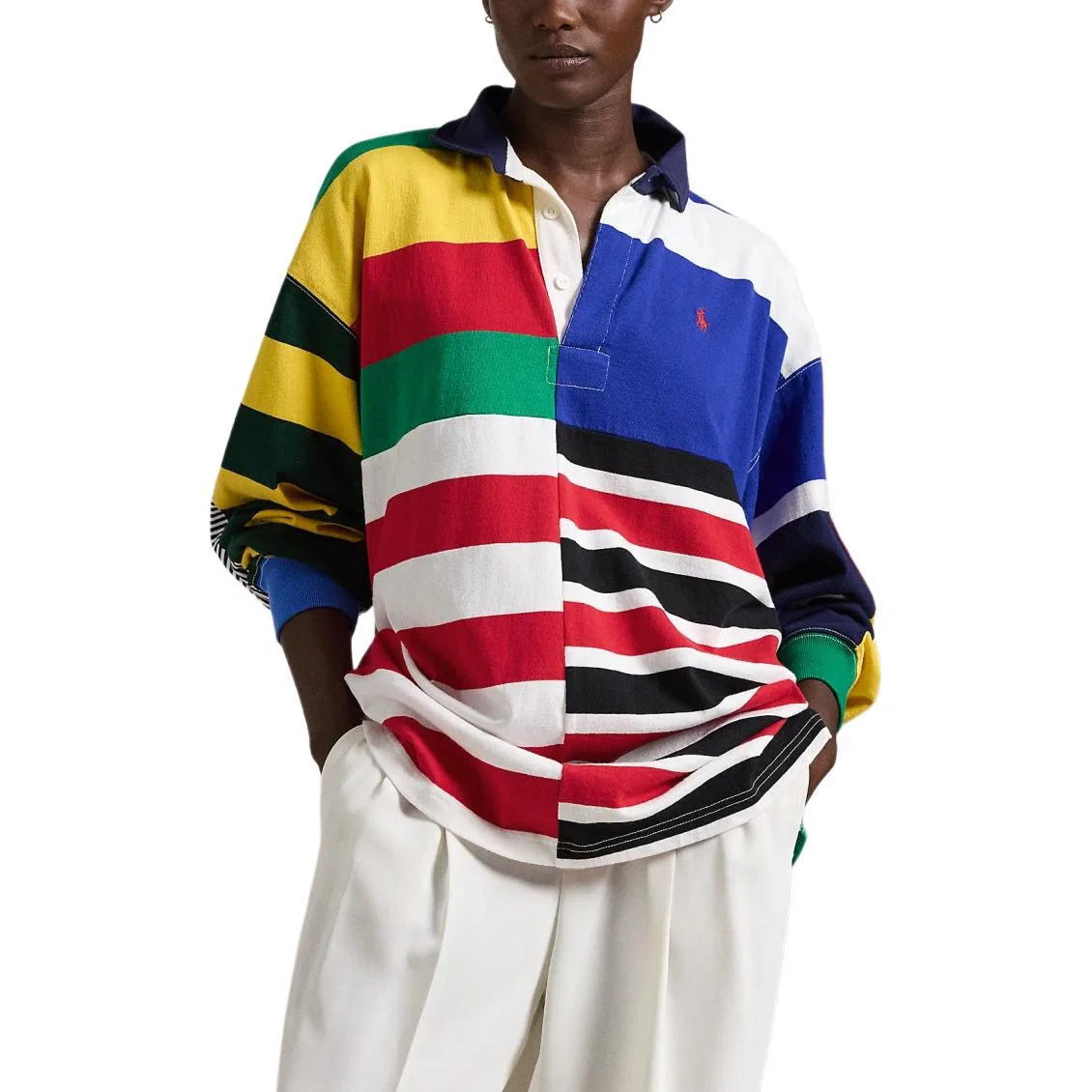 Женское поло с принтом Colour Block Striped Polo Ralph Lauren, Multicolor — фото 4
