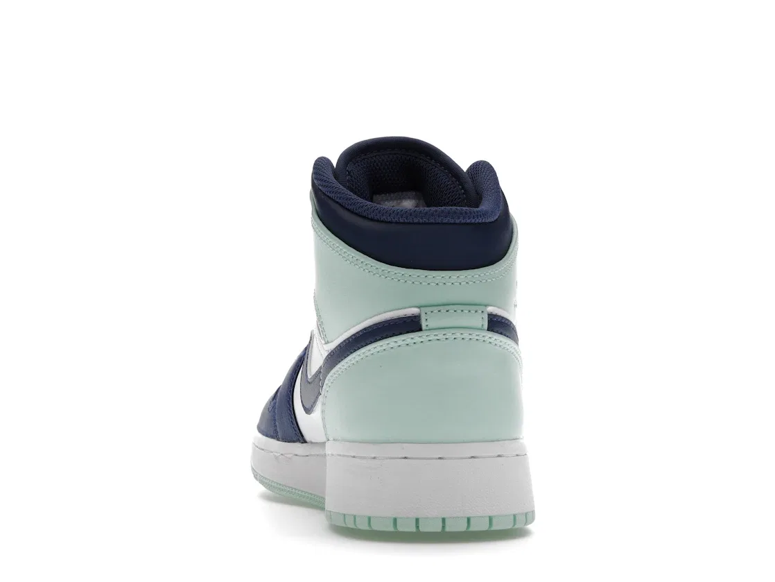 Детские кроссовки с кожаным верхом Jordan 1 Mid Mystic Navy Mint Foam Jordan, Mystic Navy/White/Mint Foam — фото 4