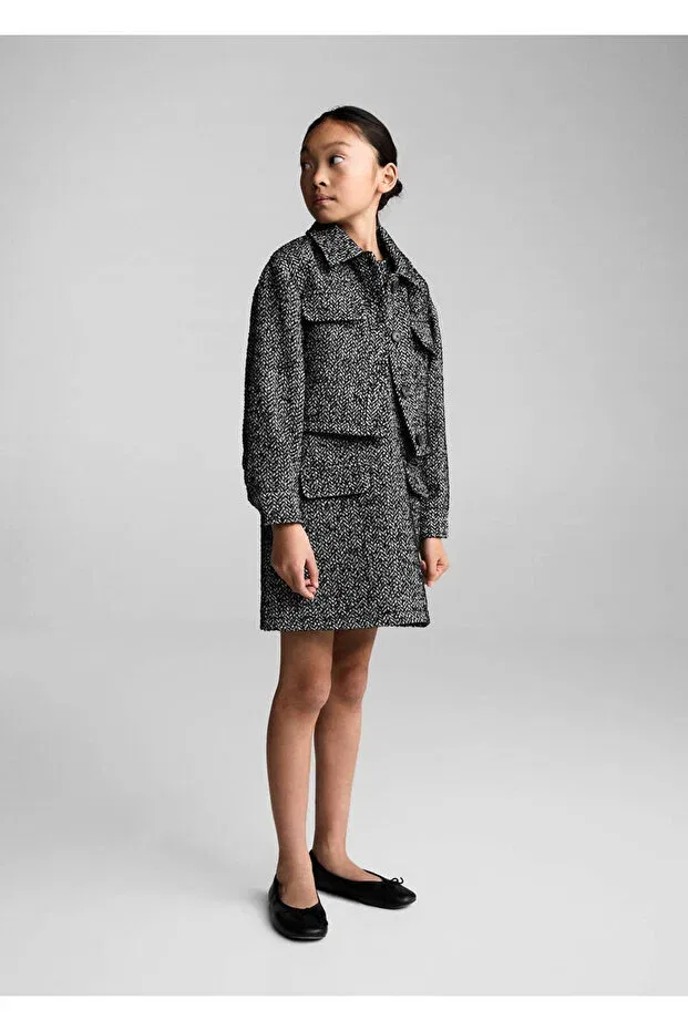 Детская куртка для девочек с длинным рукавом Mango Kids, Black — фото 2