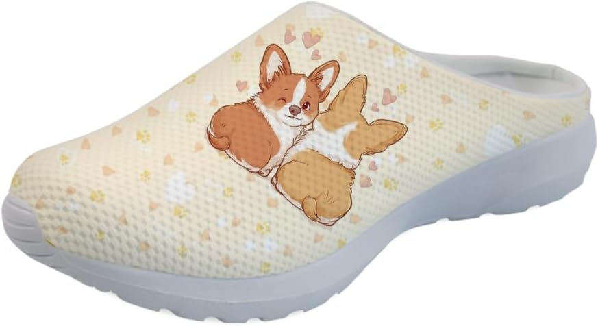 

Женские слипоны-кроссовки Forchrinse с тропическим ананасом и плюмерией, дышащие, для ходьбы, сабо, домашние и пляжные тапочки, обувь для медсестер, легкие, Corgi