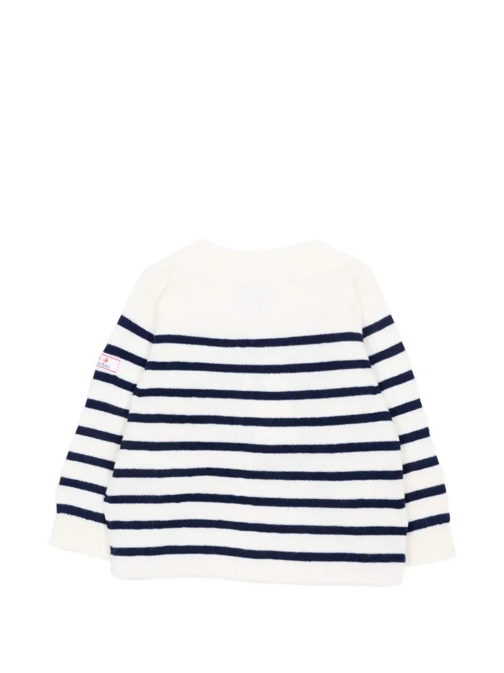 Джемпер в горизонтальную полоску с пуговицами на плече Petit Bateau, бежевый — фото 2