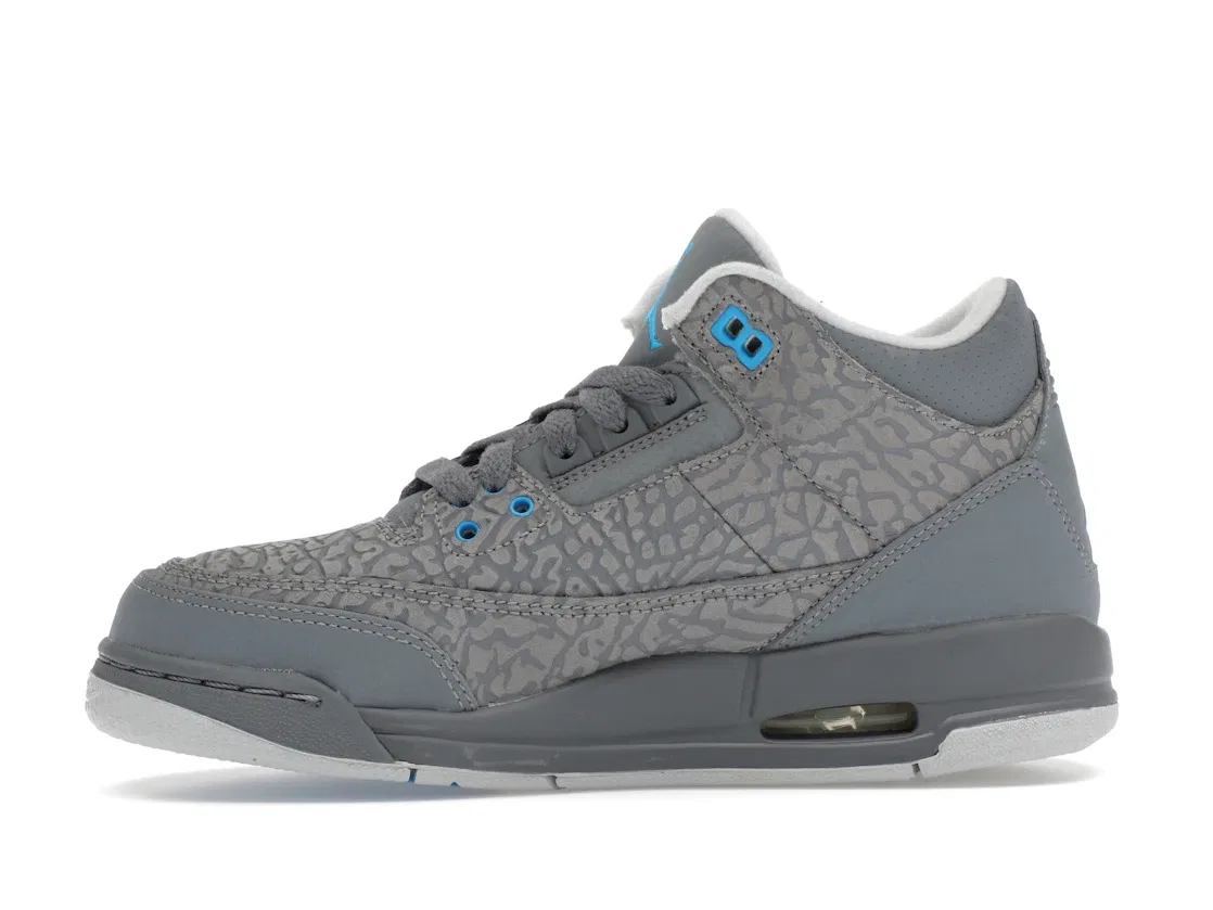Детские кроссовки Lifestyle с принтом Jordan 3 Retro Flip Jordan, Cool Grey/Blue Glow-Neutral Grey — фото 3