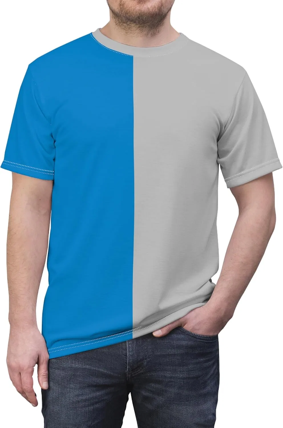 Женская футболка с цветовым блоком Carolina Blue & Gray, White Stitching — фото 2