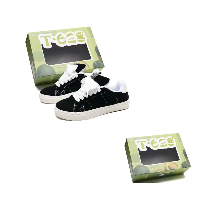 

T628 Скользоустойчивые, износостойкие, легкие низкие скейтерские кроссовки унисекс - черные, цвет Black