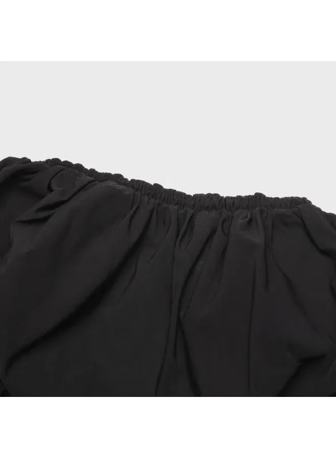 Zara Топ с открытыми плечами и воланами, черный — фото 4