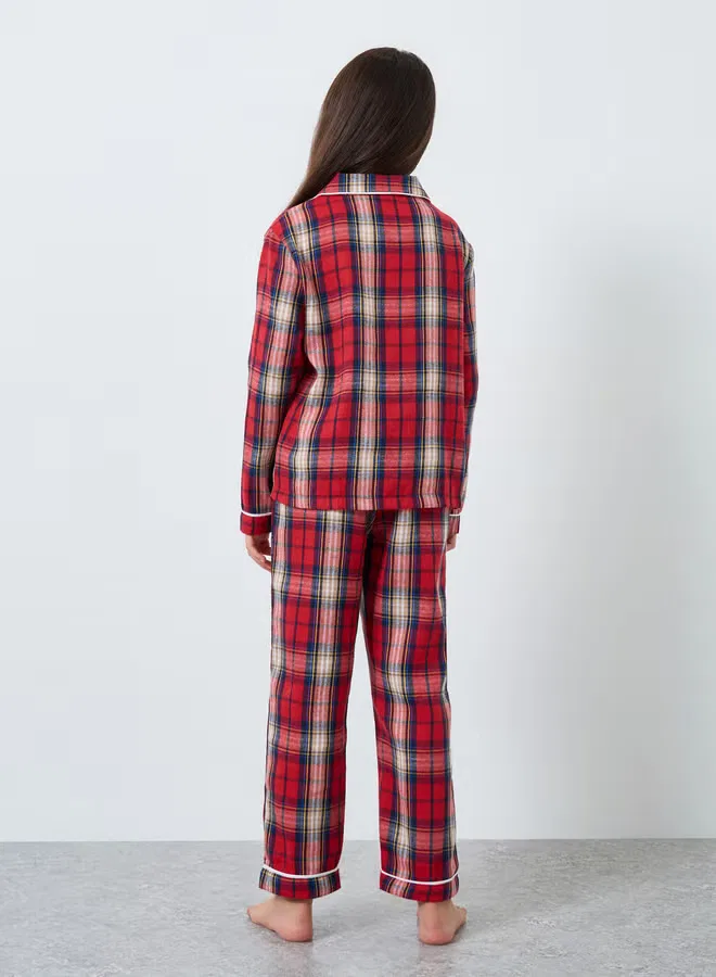 Комплект пижам с клетчатым принтом с карманом Family Pyjamas Styli, красный — фото 4