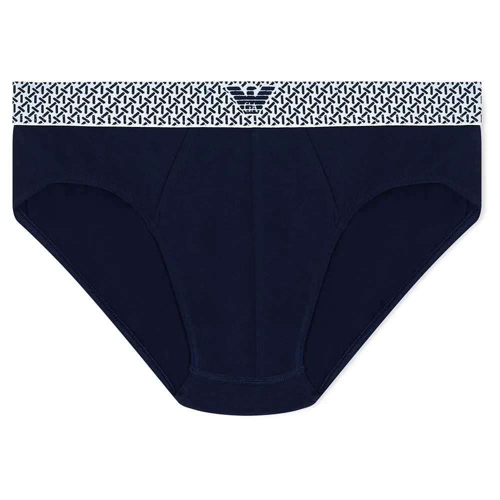Мужские трусы-слипы из хлопка с принтом Emporio armani, Blue — фото 3