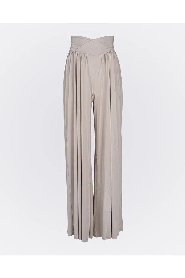Детские брюки для девочек широкие с защипами Monolou, Beige