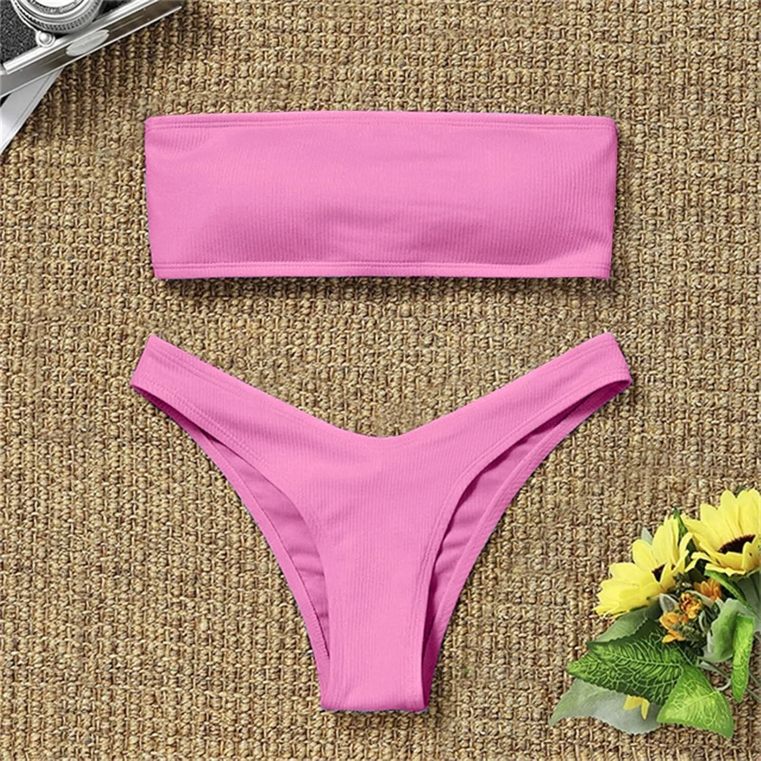 Женский бикини с принтом Split Body, Pink — фото 2