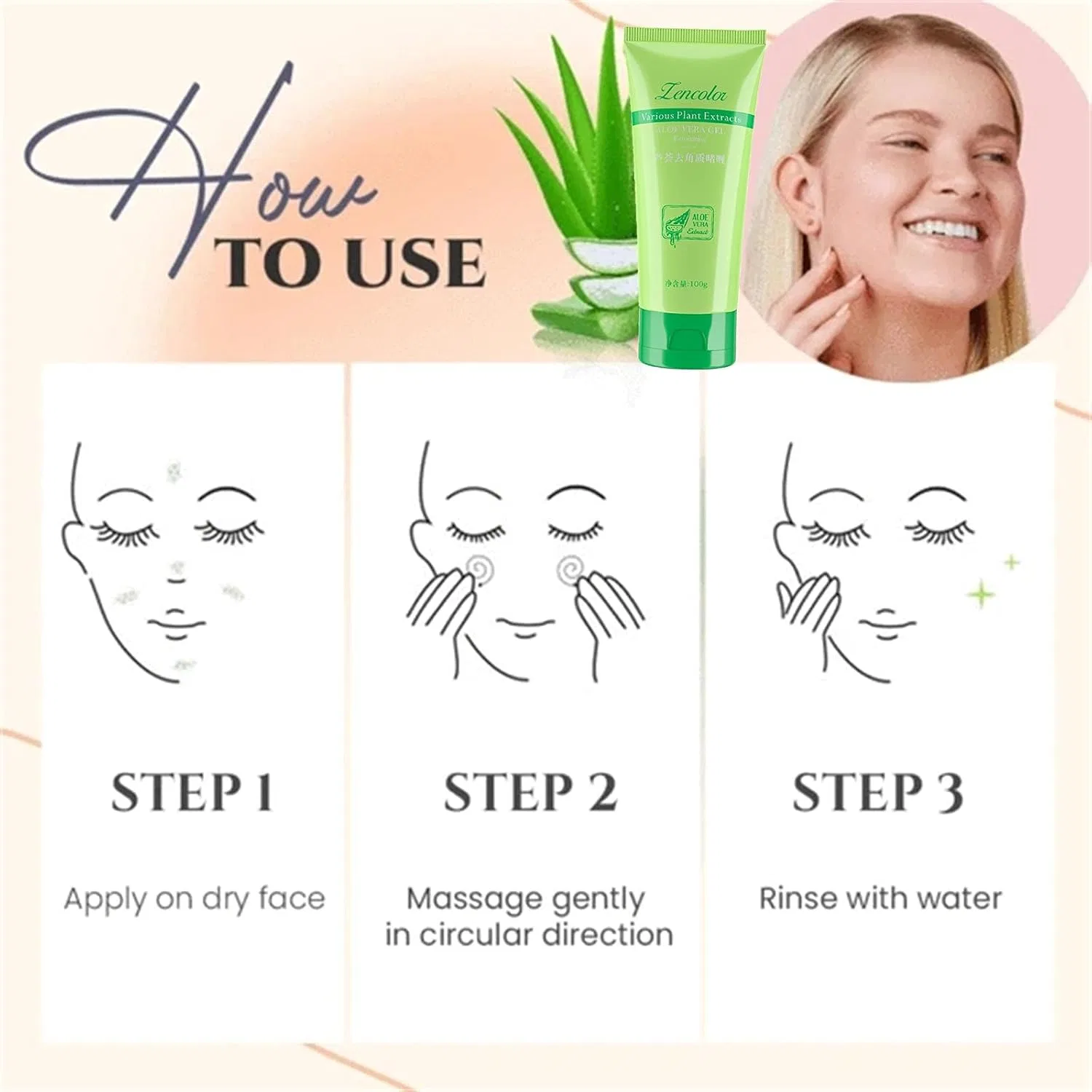 Скраб для лица Aloe Exfoliating Gel, очищающий, 100 г Generic — фото 3