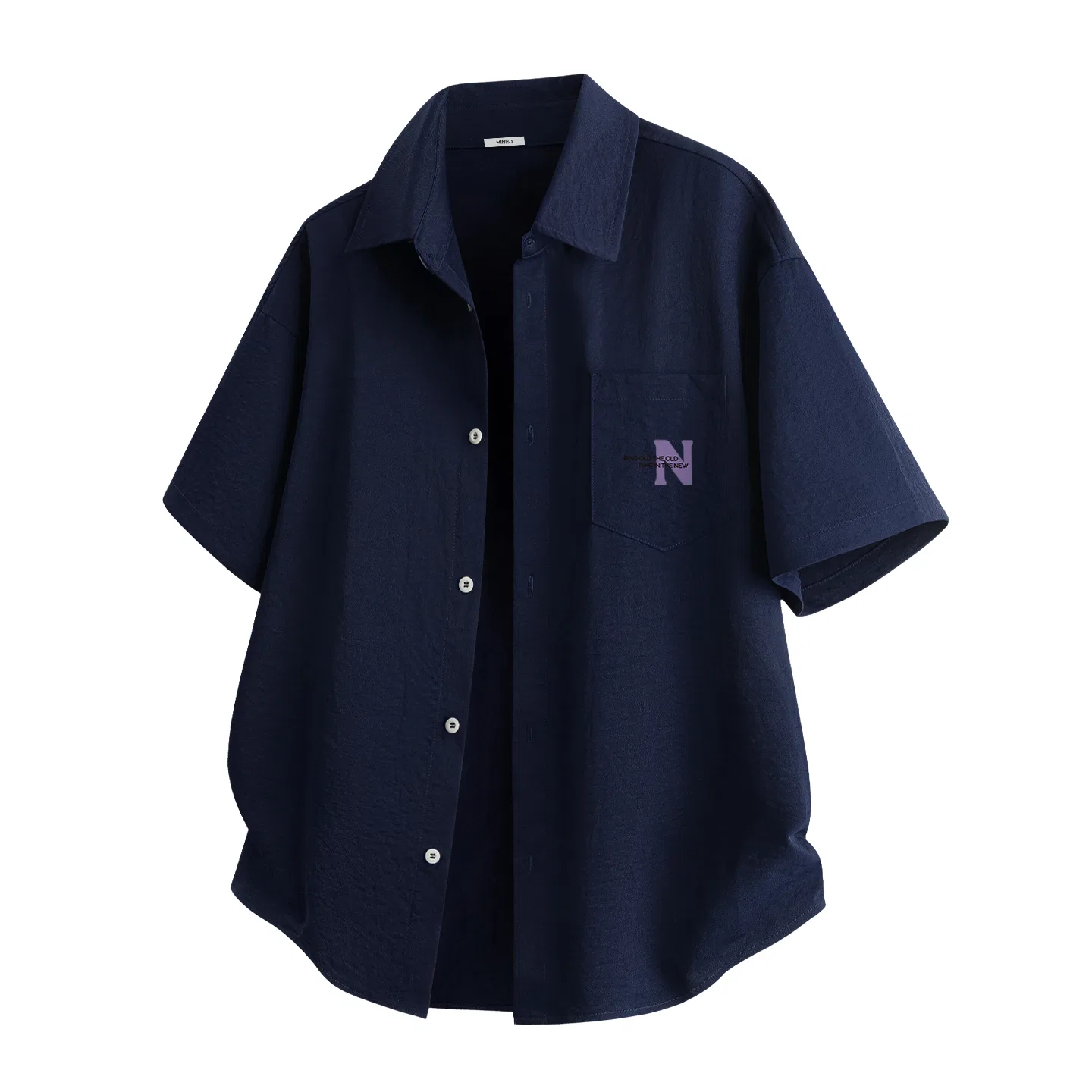 Детская рубашка с отложным воротником MINISO, Ice Silk Cooling Navy Blue (Mb Purple Edition Chest Logo)