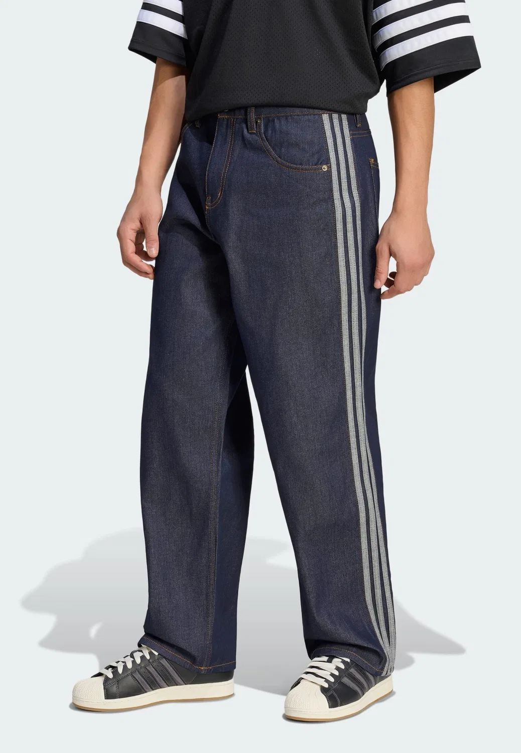 Джинсы Adidas Originals свободного кроя Firebird Adicolor в дымчато-синем и темно-синем цветах — фото 2