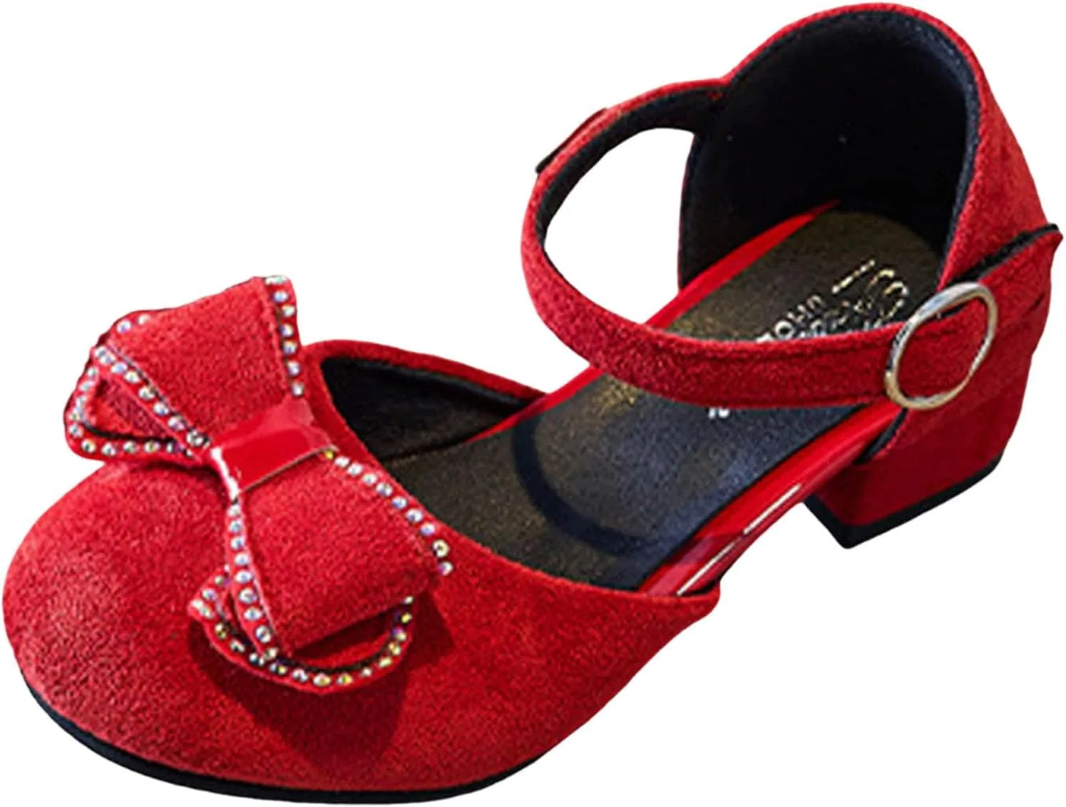 Детские туфли для девочек с бантом British-Style Elegant Cute Low Chunky Pumps Bow Fashion, Red
