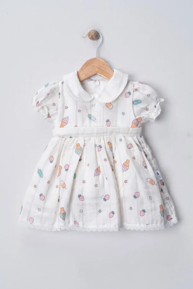 Детское платье для девочек с принтом Strawberry and ice cream patterned dress Bebedexs Plus, Pink