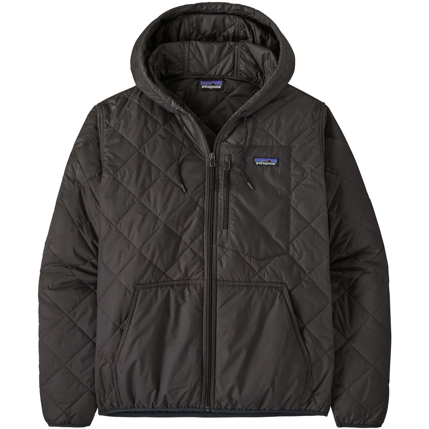 Куртка-бомбер утепленная с капюшоном мужская Diamond Quilted Insulated Bomber Hoody Patagonia, черный
