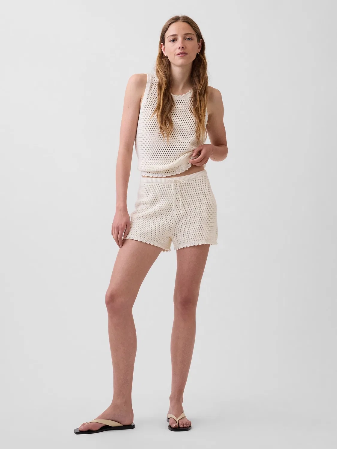 Шорты Gap Cream Crochet Easy Shorts, кремовый — фото 4