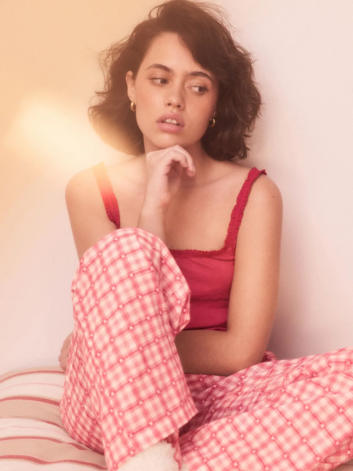 Пижама, сердце, Red Rib Vest Pyjamas Next, красный — фото 3