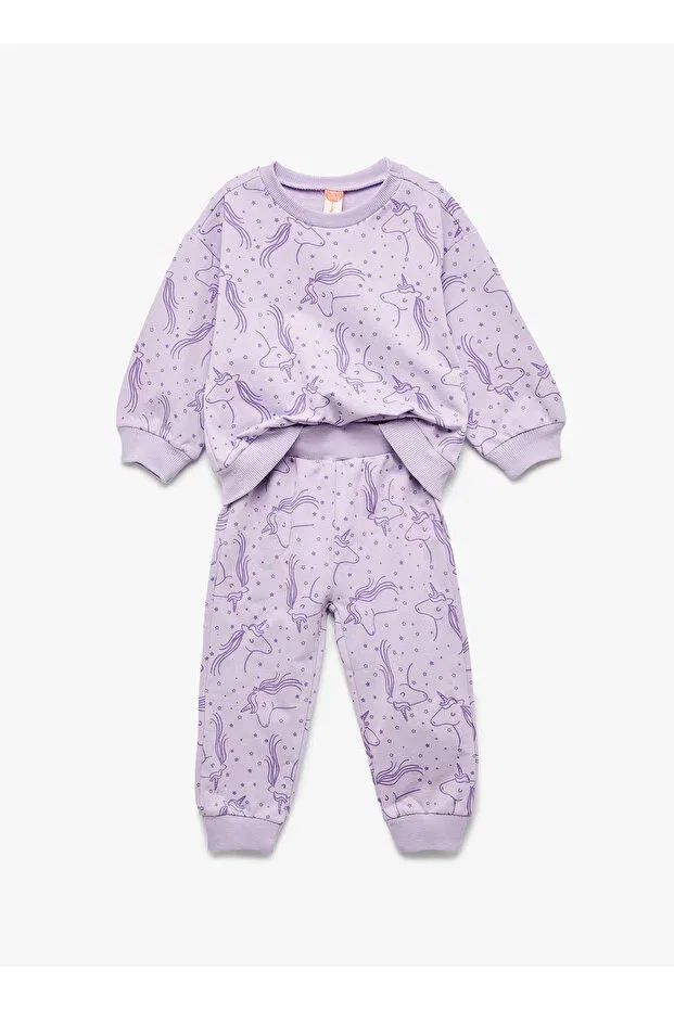 Детский комплект спортивного костюма с принтом Koton, Lilac