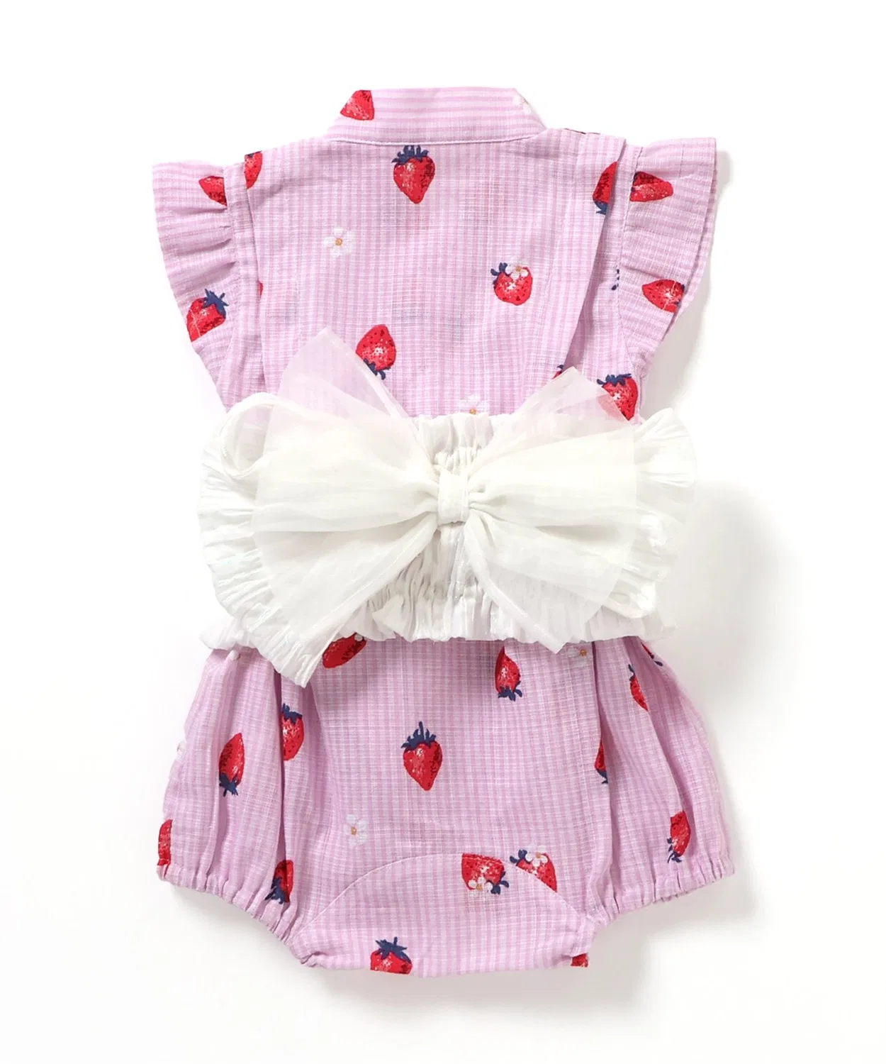 Детское кимоно-комбинезон с принтом, с поясом, модель Strawberry, apres les cours, Baby Pink — фото 3