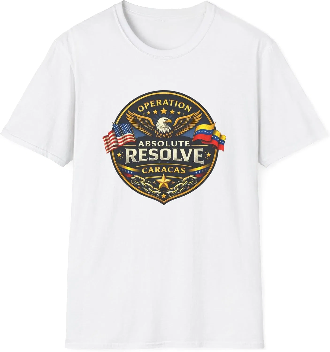 Футболка с принтом Operation Absolute Resolve Gildan 64000, White