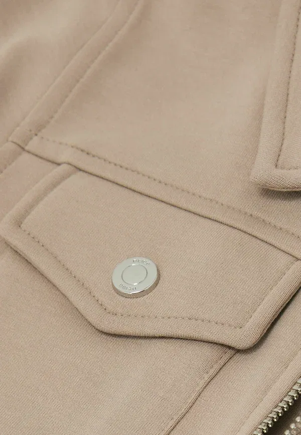 Куртка на молнии, Regular, Medina Premium Interlock Zip-through Overshirt, Reiss, Stone, цвет stone — фото 2