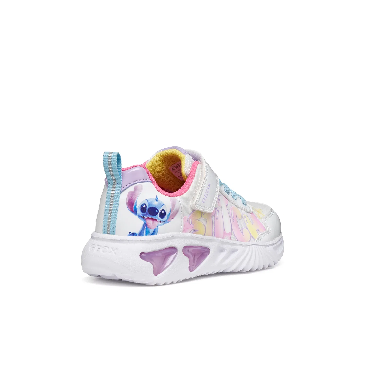 Детские кроссовки с мигающей подошвой Stitch Geox, White/Multi — фото 4
